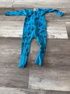 Bonds Bright Teal Blue Footed One-Piece with Black Tire Print